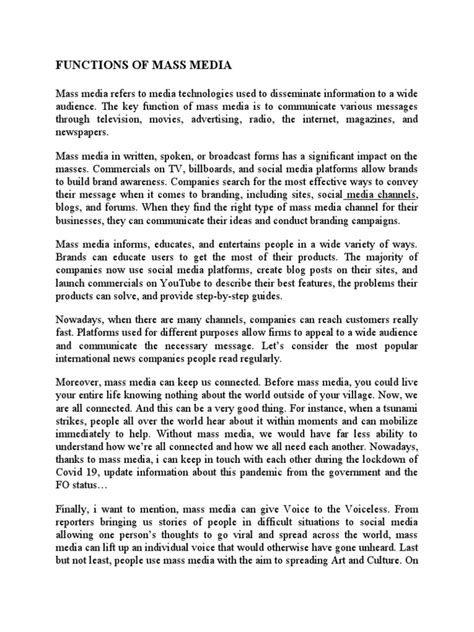 Mass Media Function 的图像结果