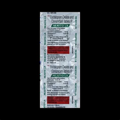 NEXITO LS TABLET 10'S Price, Uses, Side Effects & Substitutes | Medkart
