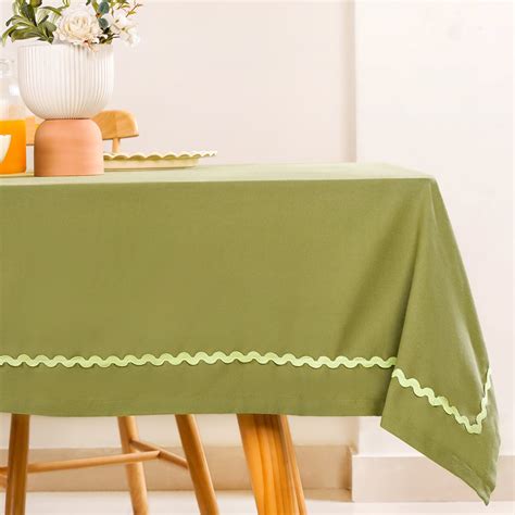 Isabelle Rick Rack Green 6 Seater Cotton Table Cloth 217x163cm Online ...