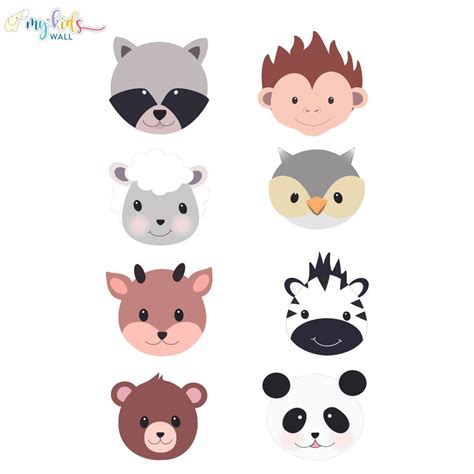 Cute Animal Faces Wall Stickers – My Kids Wall