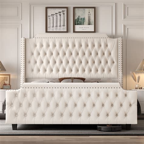 "Homfa Queen Size Storage Bed with Tall 54.7"" Upholstered Headboard ...