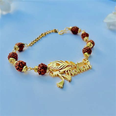 Custom Name Rudraksha Rakhi | Personalized Rakhi Online – Precious Art ...