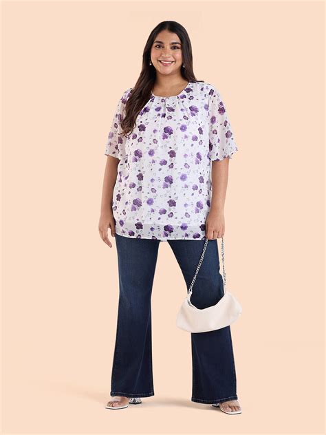 Get Plus Size Plus Size Scattered Floral Printed Top | XL-7XL for WOMEN ...