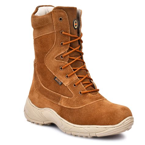Tan Suede Leather Biker Boots with Side Chain & Memory Foam Comfort ...