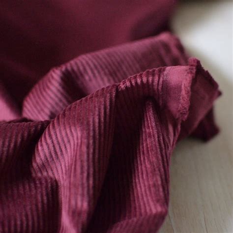 Tissu velours côtelé rouge bordeaux | Coton Bio - A&A Patrons