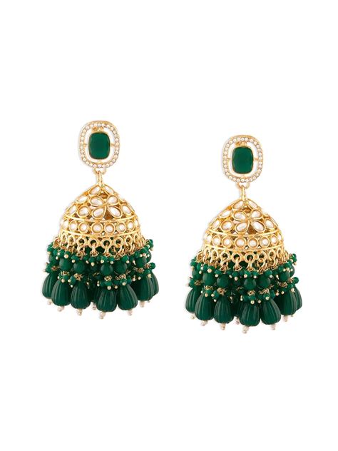 Zaveri Pearls Green Cluster Beads Stone Dazzling Austrian Diamonds ...