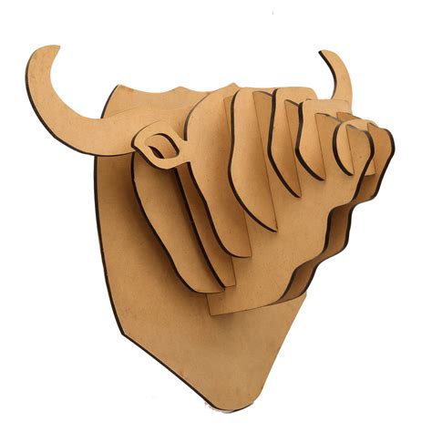 Wall Mounted | Wooden Bull Head | The Engraved Store