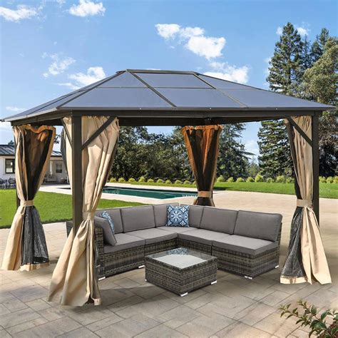 YITAHOME 10x12 ft Hardtop Gazebo Aluminum Polycarbonate Canopy Outdoor ...