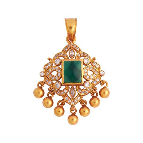 KUSHAL'S Fashion Jewellery Green Gold Polished 92.5 Silver Temple ...