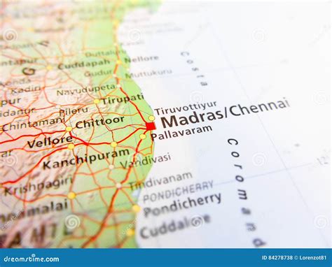 Madras Chennai City Over a Road Map India Stock Photo - Image of roads ...