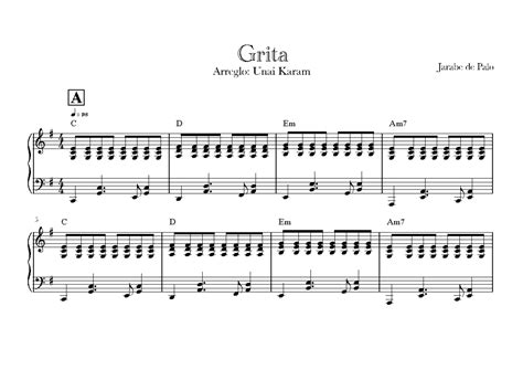 Partitura Piano Grita Jarabe de Palo - Grita Arreglo: Unai Karam Jarabe ...