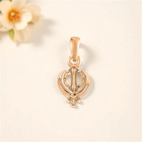 22 CT Gold Plated Silver (92.5% purity) Sikh Khanda symbol Pendant by ...