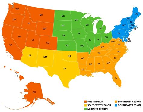 5 US Regions Map and Facts | Mappr