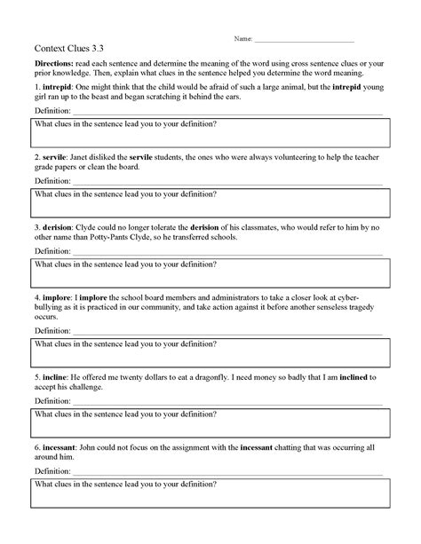 Context Clues Worksheets | Ereading Worksheets
