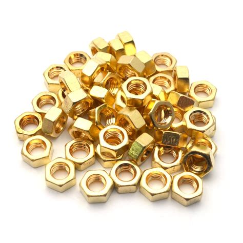 Sydien 50Pcs 6mm Thread Inner Diameter Brass Internal Threaded Hexagon ...