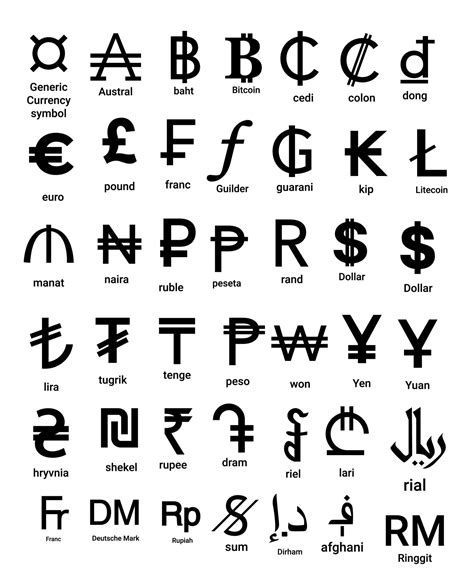 black and white world currency symbol vector bundle set 10348144 Vector Art at Vecteezy