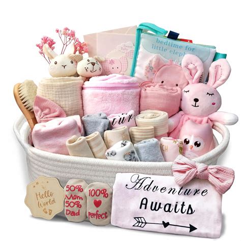 Amazon.com : 27-Piece Baby Girl Shower Gift Basket Set - Newborn ...