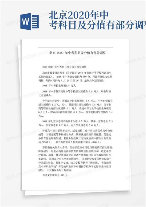 北京2020年中考科目及分值有部分调整Word模板下载_编号lkzmvvaj_熊猫办公