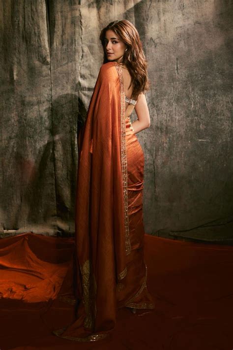 Masaba - Ananya Panday in Rust Windrose Crushed Saree - Elahe