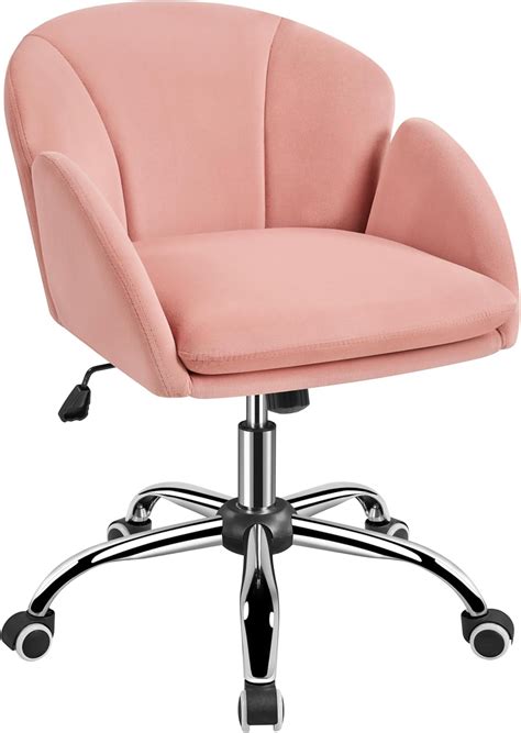 Brandclub - Yaheetech Pink Desk Chair Vanity Chair Comfy Velvet Chair ...