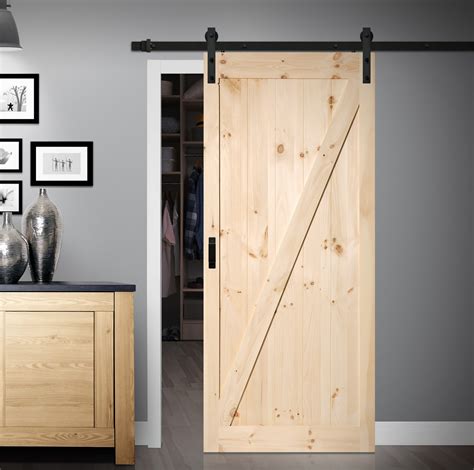Salinas Z-Design Pine Complete Barn Door Kit - Renin Heritage Complete ...