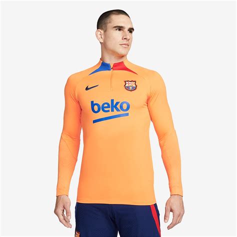 Nike FC Barcelona 21/22 Strike Drill Top - Vivid Orange/University Red/Black - Mens Replica ...
