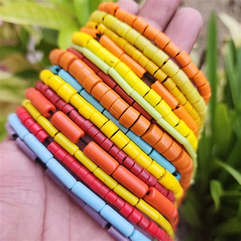 5 LINES MIX COLORS EACH 15" LINE RANDOM MIX GLASS TUBE BEADS ...