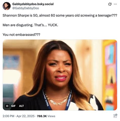 April 22nd, 2025 tweet by @GabbyDabbyDoo | Shannon Sharpe Gabby Zuniga ...