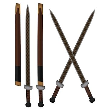 Set jian swords chinese blade weapon vector illustration | Premium Vector
