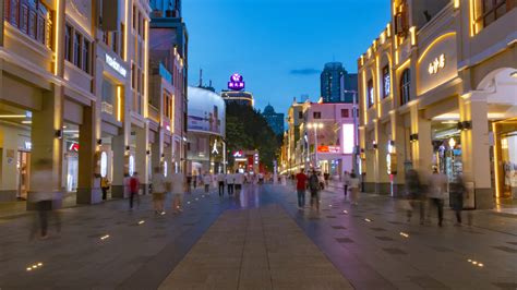 4k广州北京路步行街夜景人流实拍延时视频特效素材-千库网