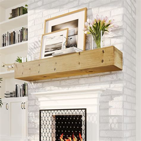 Amazon.com: Woodlands-USA 48 Floating Fireplace Mantel Wood Shelf ...