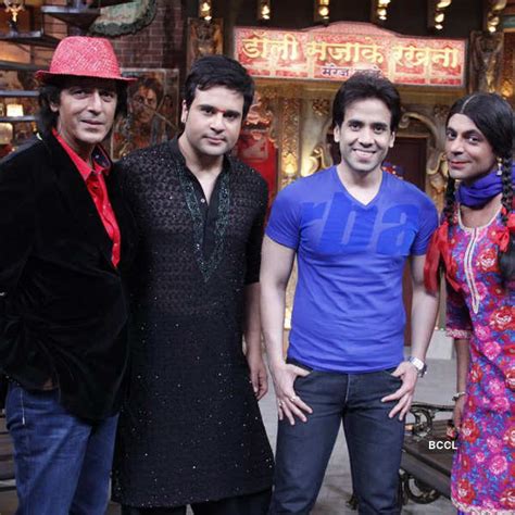 Tusshar Kapoor, Chunky Pandey with Krishna Abhishek on the sets of the ...