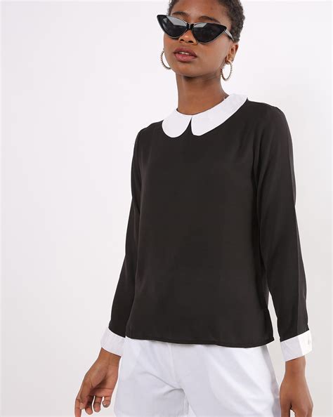Peter Pan Collar Shirt Black