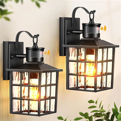 VIANIS Outdoor Wall Lights for House, 2 Pack Black Motion Sensor Porch ...