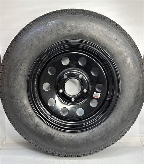 8ply ST205/75R15 5X5 Work Utility Car Hauler Trailer Wheel Black Mod ...