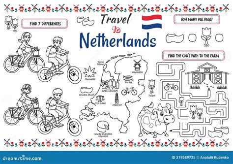 Printable “Travel To Netherlands” Activity Sheet with a Labyrinth and ...
