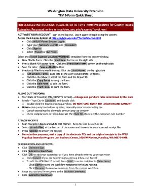 Fillable Online WSU Extension TEV E-Form Quick Sheet - Washington State ...
