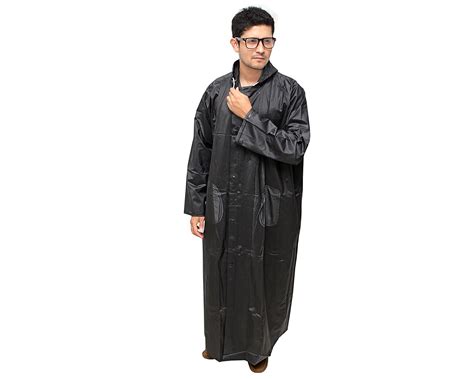 Goodluck Men's Nylon Raincoat/Rainwear/Rainsuit (XL) Black : Amazon.in ...