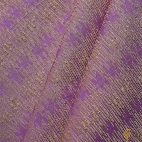 Lilac Pure Katan Silk Banarasi Handloom Fabric - Tilfi