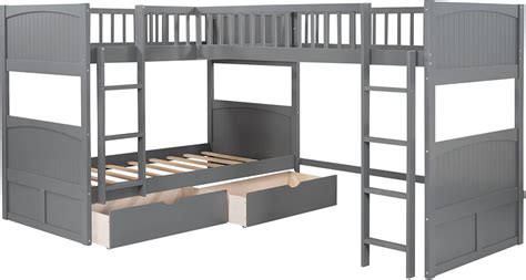 Bellemave Triple Bunk Beds, L-Shaped Bunk Bed for 3 India | Ubuy