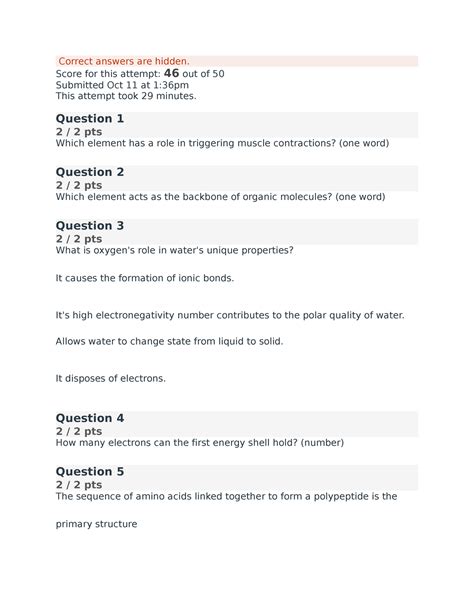 Exam 1 BSC - EXAM - Correct answers are hidden. Score for this attempt ...