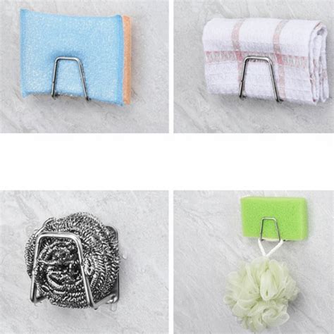 Self Adhesive Stainless Steel Kitchen Hooks – Wall Mounted Multipurpos ...