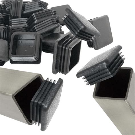 EZENDS 1.5" Black LDPE Square Plastic End Caps (20 PK), Fits 1.25"-1.34 ...