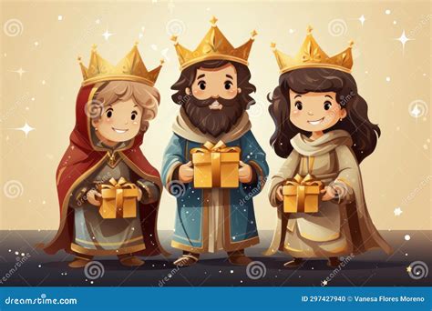 The Three Wise Men with Gifts. Three Kings Day Stock Illustration ...