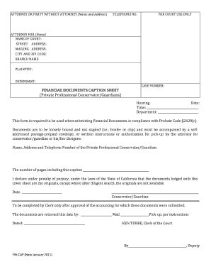 Fillable Online monterey courts ca FINANCIAL DOCUMENTS CAPTION SHEET ...