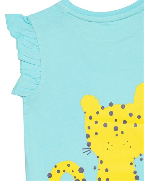 Buy Girls Short Sleeves T-Shirt Leopard Print-Blue Online at Best Price ...