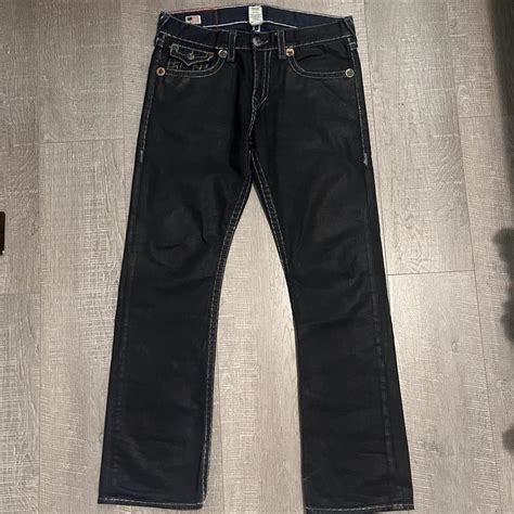 WAX BLACK TRUE RELIGION DENIM JEANS SIZE 34 no... - Depop