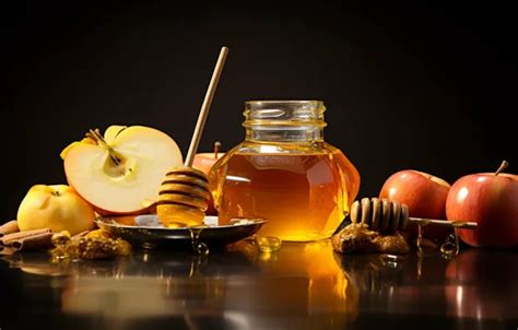 Download wallpaper drops, table, apples, honey, Bank, black background ...