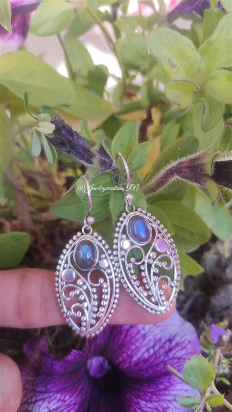 Buy Labradorite Earring,925 Sterling Silver,deep Blue Flashy,statement ...