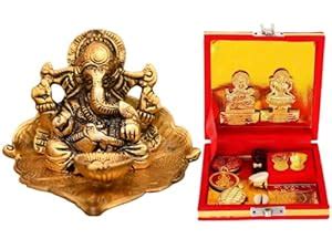 Blessing Ganpati Seated At Leaf With Diya Stand Epic Murti ...